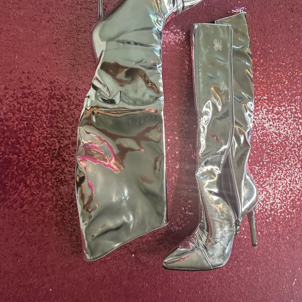 Silver Women's Knee-High Boots